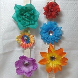 Flower Hair Clips☆Rainbow Colors☆Set of 6